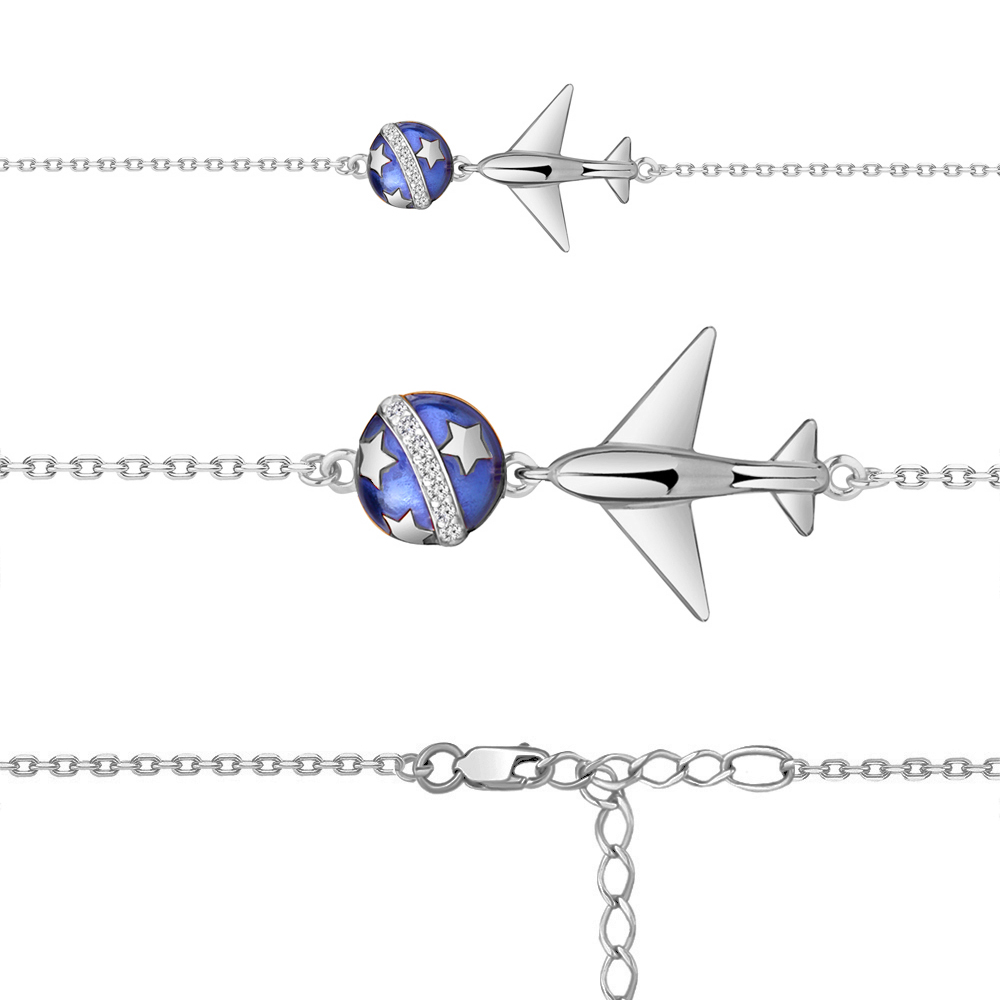 

Браслет из серебра с фианитом/эмалью р. 16 Aquamarine 74549А_925_р, 74549А_925_р