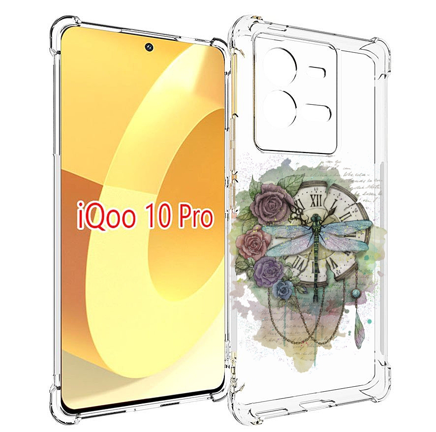 Чехол MyPads старинные часы в цветах для Vivo iQOO 10 Pro