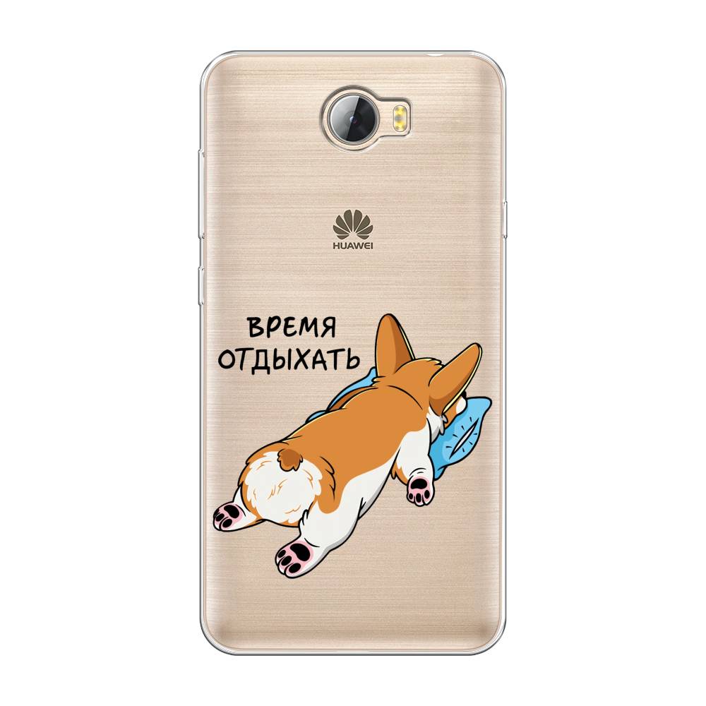 

Чехол на Huawei Y5 II "Корги отдыхает", Черный;коричневый;голубой, 61950-1