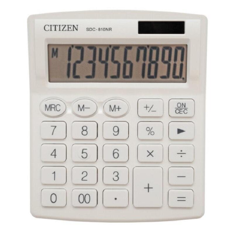 Калькулятор настольный Citizen SDC-810NR-WHE, 10 разрядов, белый