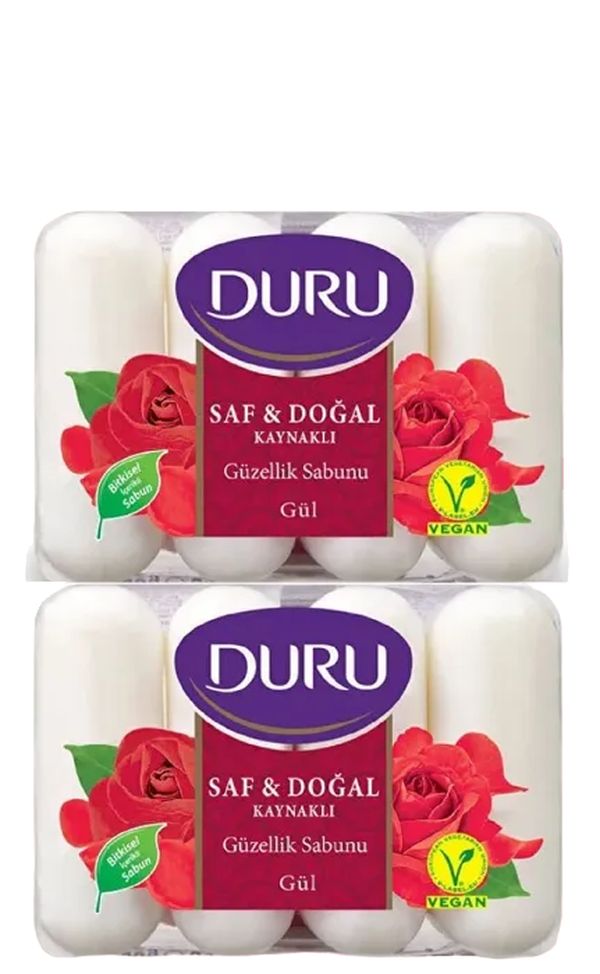 Мыло Duru Pure & Natural с ароматом розы, 85г х 4 шт, 2 упаковки