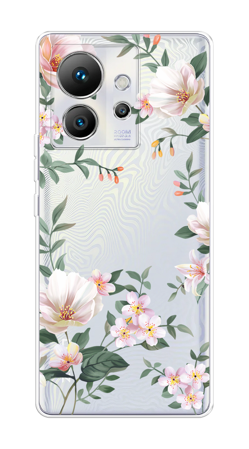 

Чехол на Infinix Zero Ultra 5G "Beautiful white flowers", Бежевый;зеленый, 3102850-1