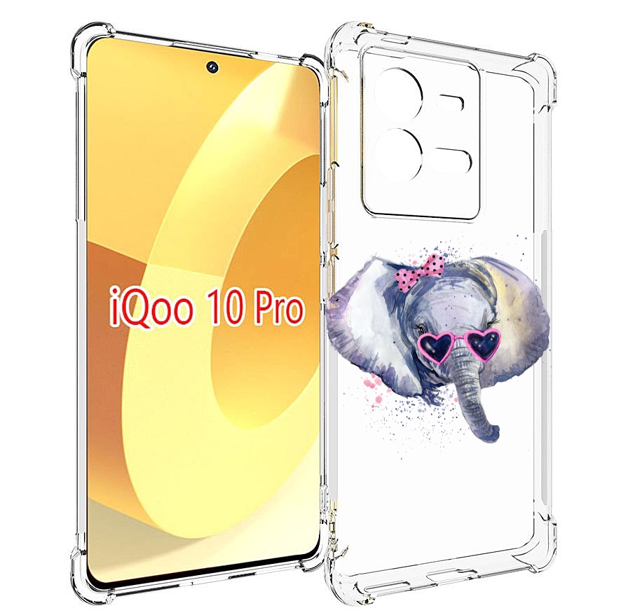 

Чехол MyPads слоник в очках для Vivo iQOO 10 Pro, Прозрачный, Tocco