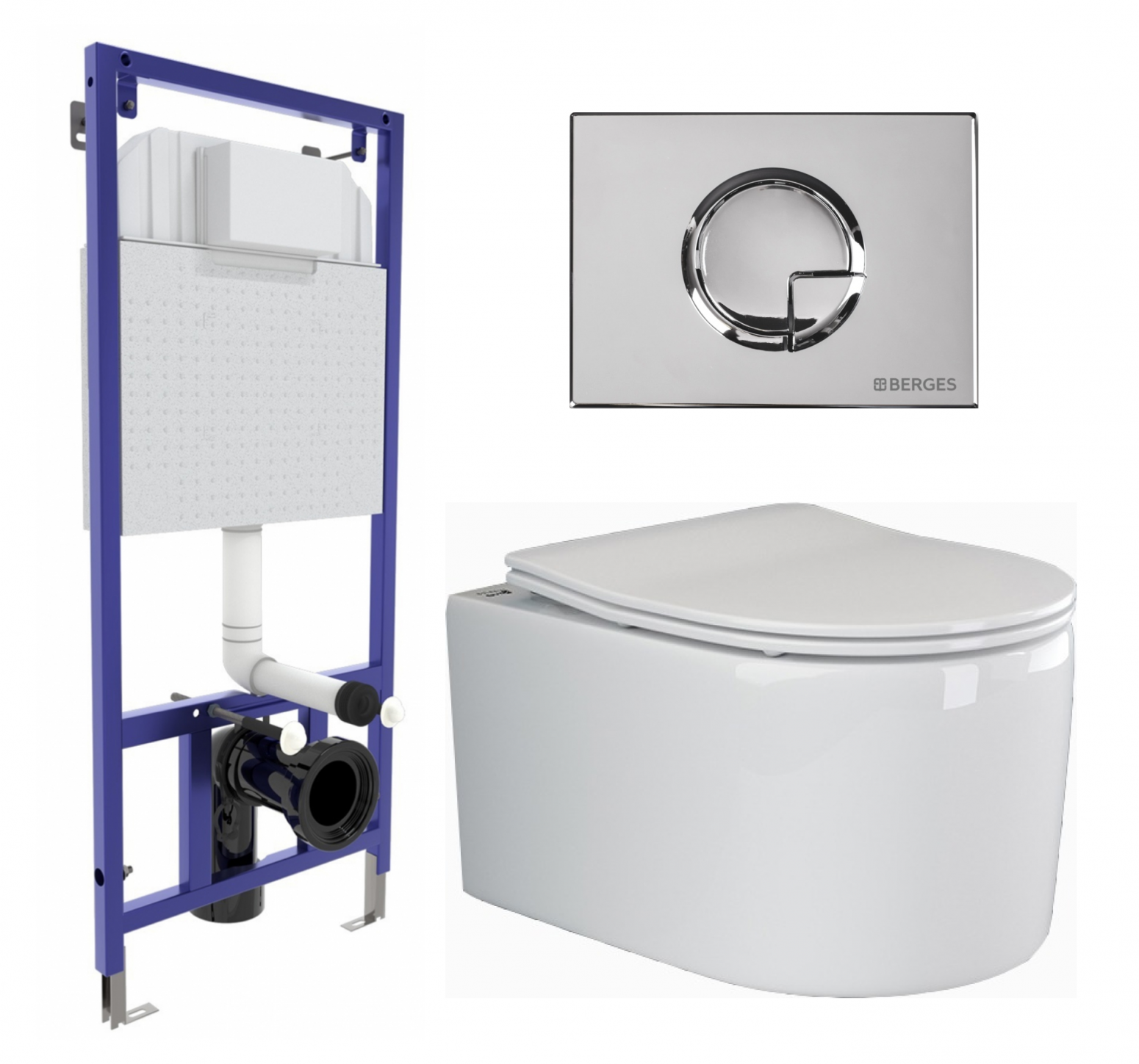 

Комплект: инсталляция Berges Wasserhaus Novum + унитаз Moments + кнопка хром, 558644