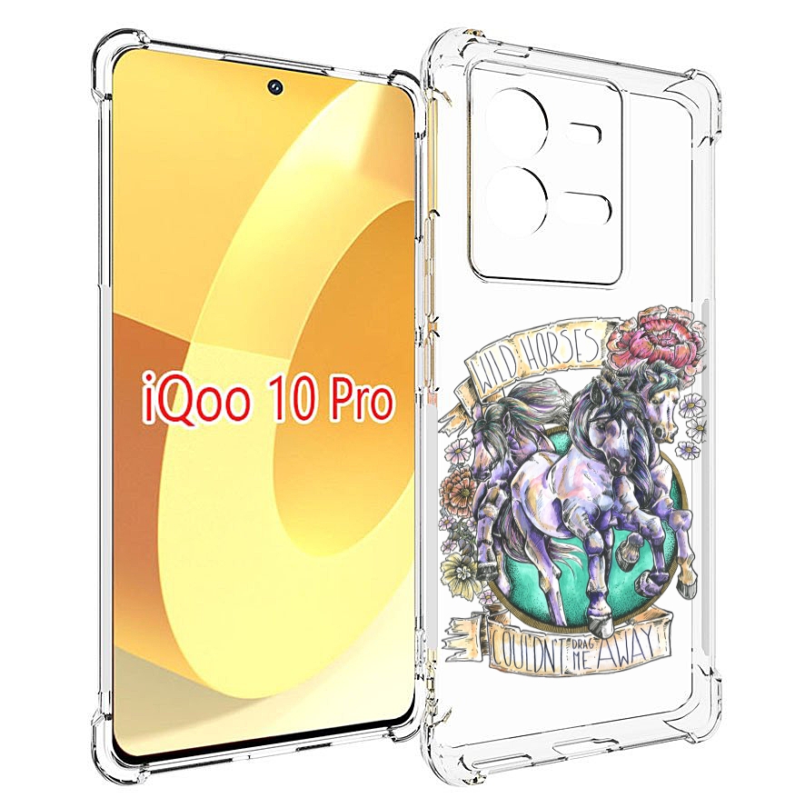 

Чехол MyPads рисунок коней в цветах для Vivo iQOO 10 Pro, Прозрачный, Tocco