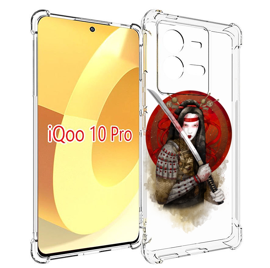 Чехол MyPads рисованная девушка с катаной для Vivo iQOO 10 Pro
