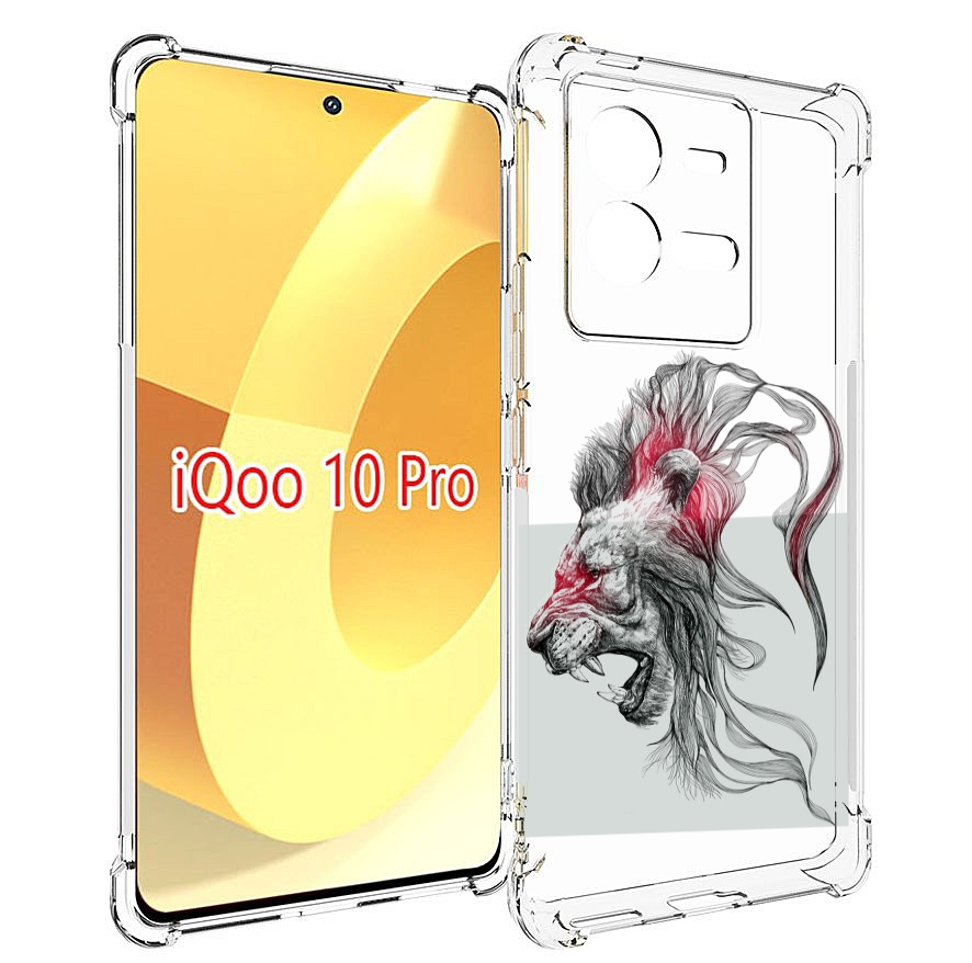 

Чехол MyPads разъяренный лев для Vivo iQOO 10 Pro, Прозрачный, Tocco