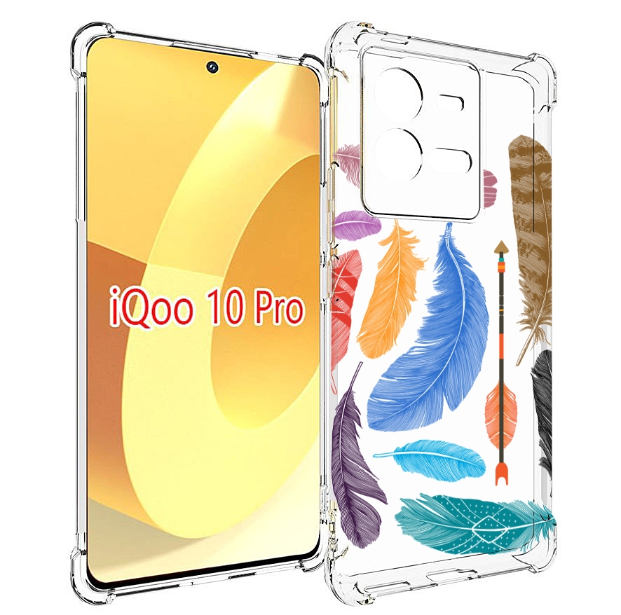 

Чехол MyPads разноцветные перья для Vivo iQOO 10 Pro, Прозрачный, Tocco