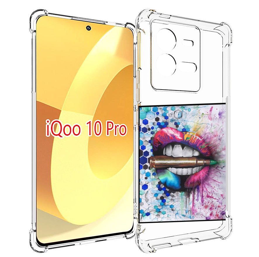 

Чехол MyPads разноцветные губы с пулей для Vivo iQOO 10 Pro, Прозрачный, Tocco