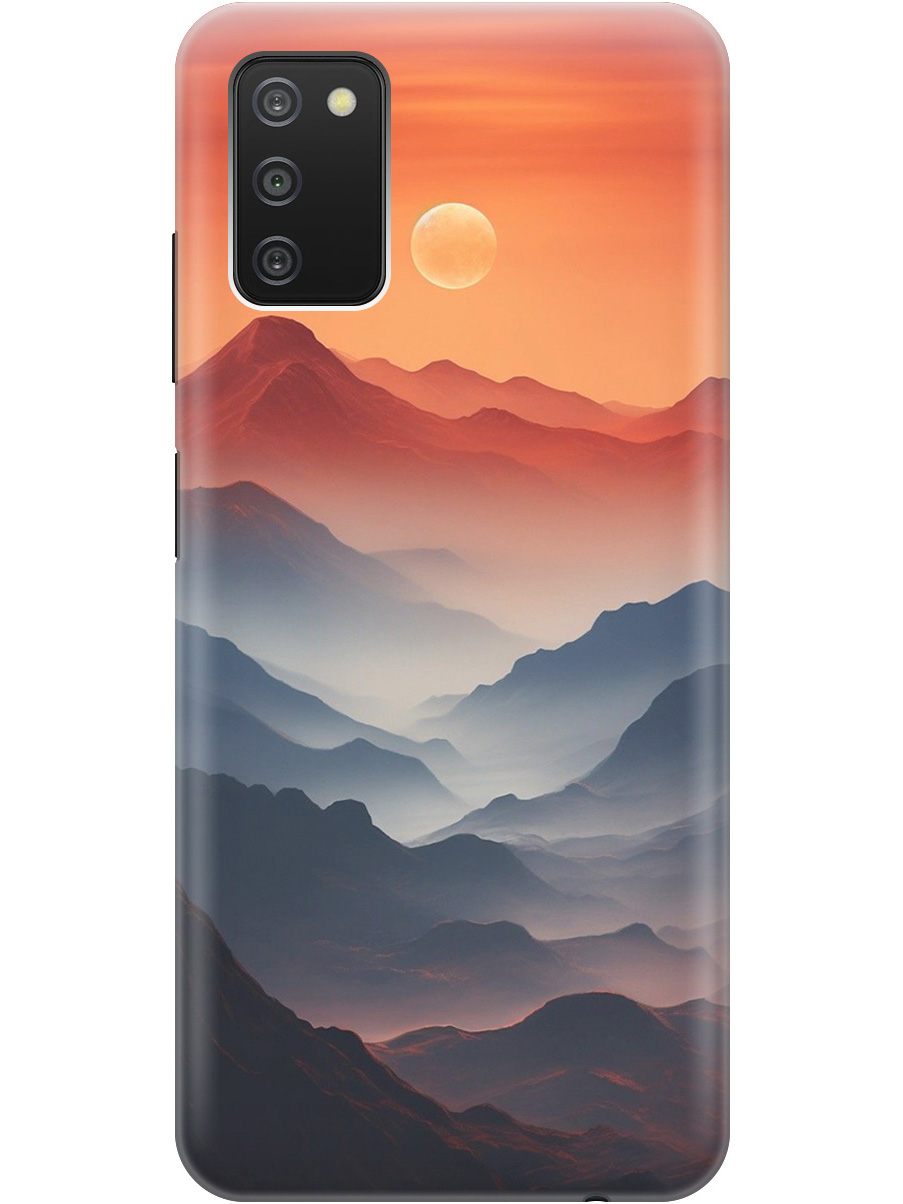 

Силиконовый чехол на Samsung Galaxy A03s с принтом "Луна над горами", Прозрачный;оранжевый;черный, 732241110