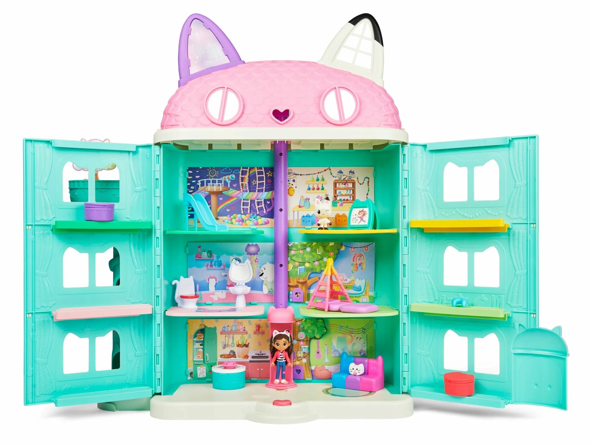 Кукольный домик Spin Master Gabbys Gabi Cat Storey House бирюзовый розовый 61 см