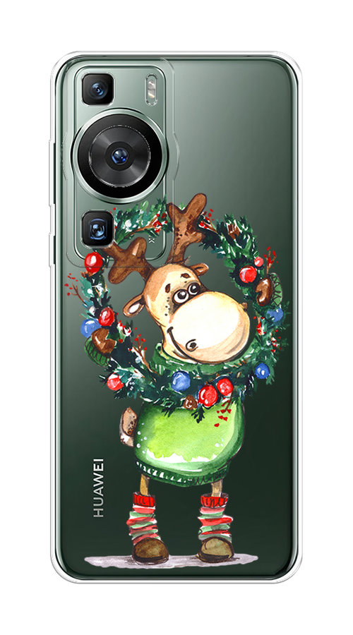

Чехол на Huawei P60/P60 Pro "Олень с новогодним венком", 6121050-4