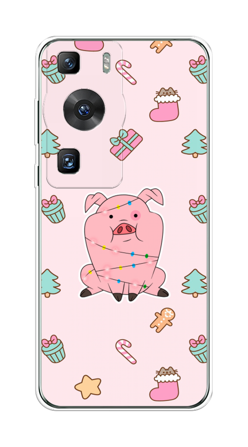 

Чехол на Huawei P60/P60 Pro "Розовая свинка", Розовый;зеленый, 6121050-5