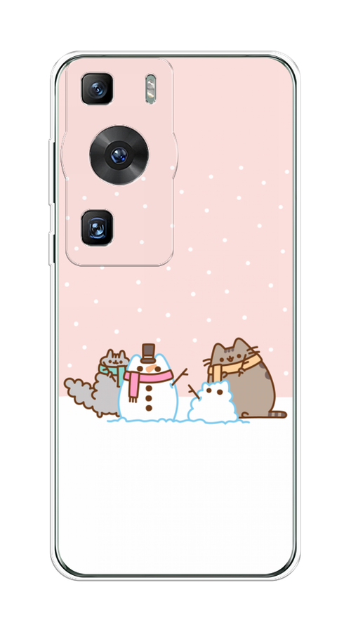 

Чехол на Huawei P60/P60 Pro "Котики в снегу", Розовый;белый;серый, 6121050-5