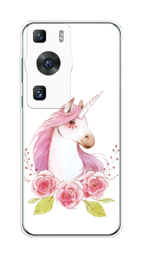 

Чехол на Huawei P60/P60 Pro "Единорог цветы", Белый;розовый;серый, 6121050-1