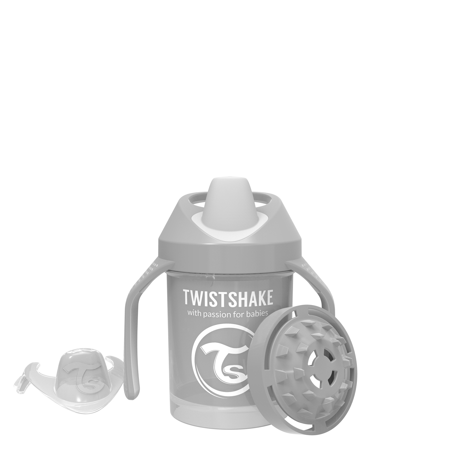 Поильник Twistshake Mini Cup 230 мл. Пастельный серый (Pastel Grey). Возраст 4+m.