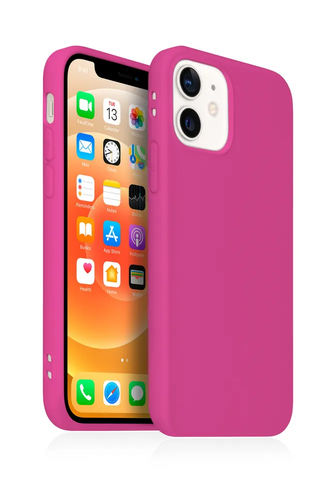 

Чехол силиконовый Case для Apple iPhone 12 малиновый, Розовый