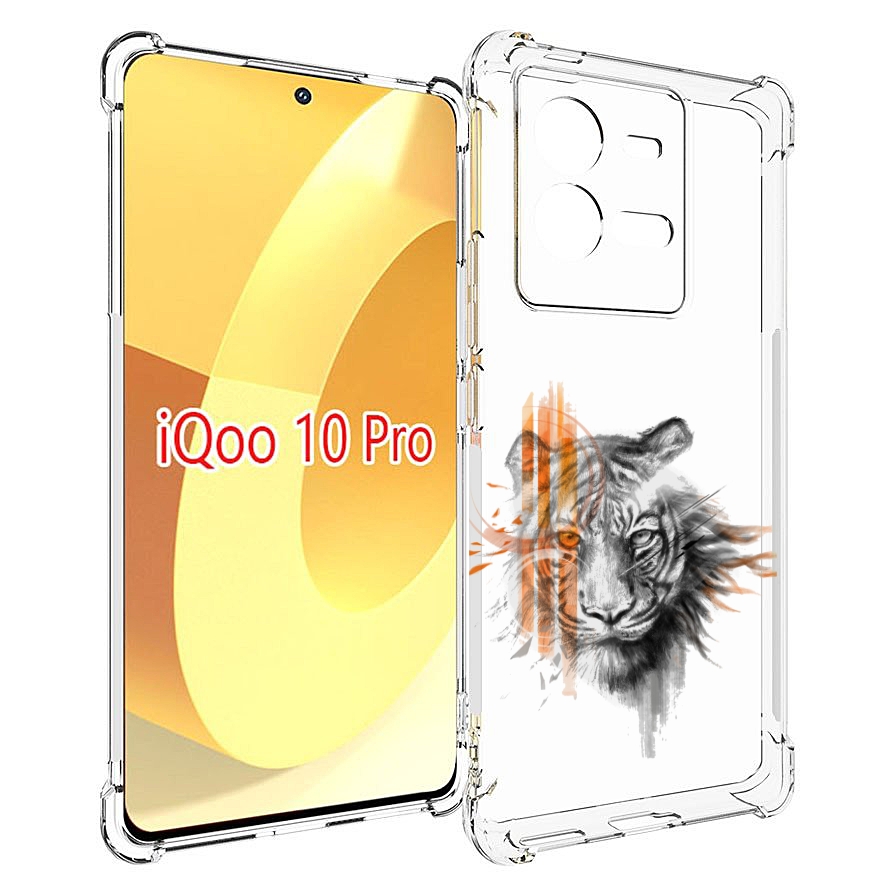 

Чехол MyPads огненный тигр для Vivo iQOO 10 Pro, Прозрачный, Tocco