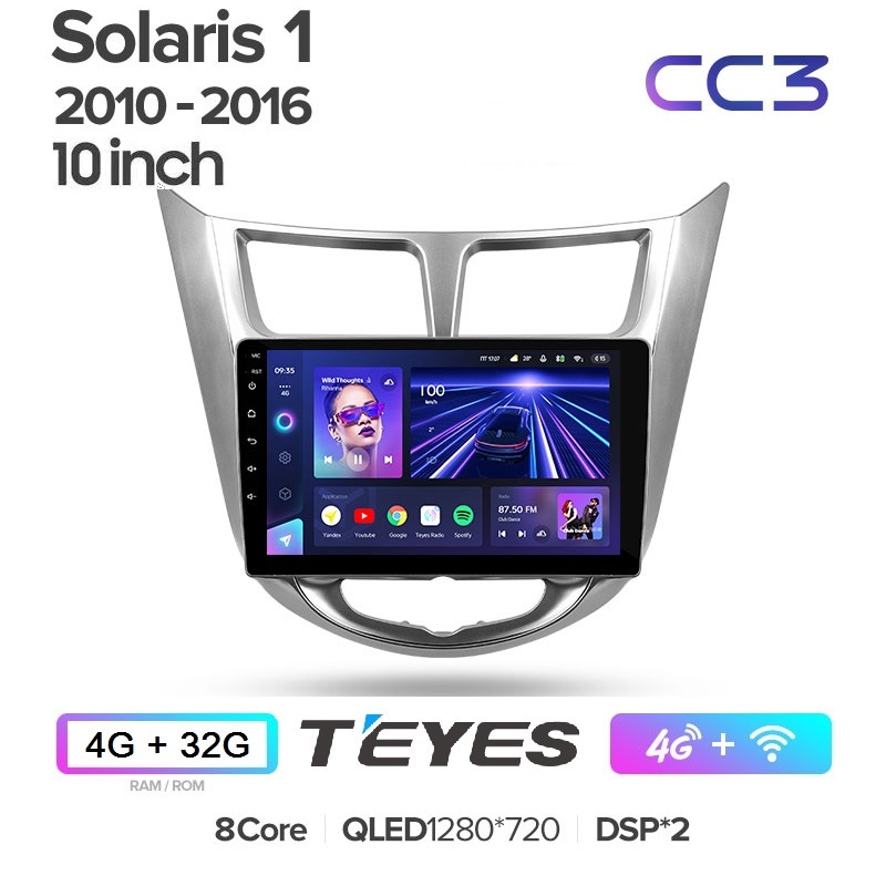 

Магнитола Teyes CC3 4/32 Hyundai Solaris 1 2010 - 2016 10 дюймов, CC3