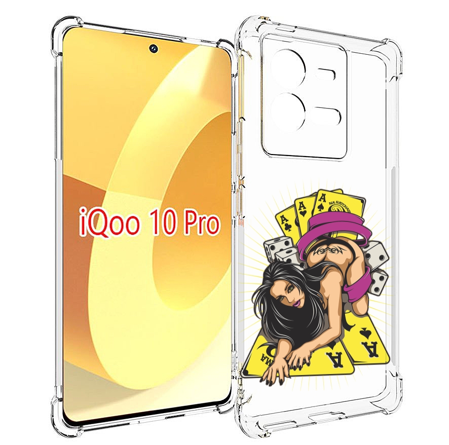Чехол MyPads нарисованная девушка с игровыми картами для Vivo iQOO 10 Pro