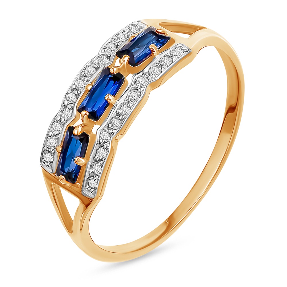 

Кольцо из золота р. , 585Gold 101014732, сапфир искусственный\бриллиант, 101014732
