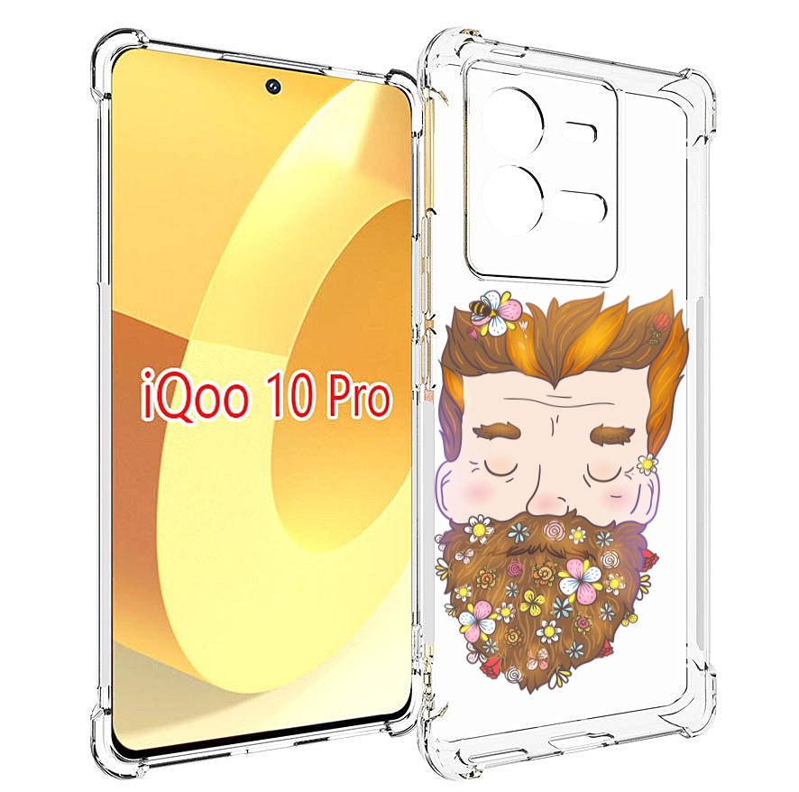 

Чехол MyPads мужчина с цветами в бороде для Vivo iQOO 10 Pro, Прозрачный, Tocco