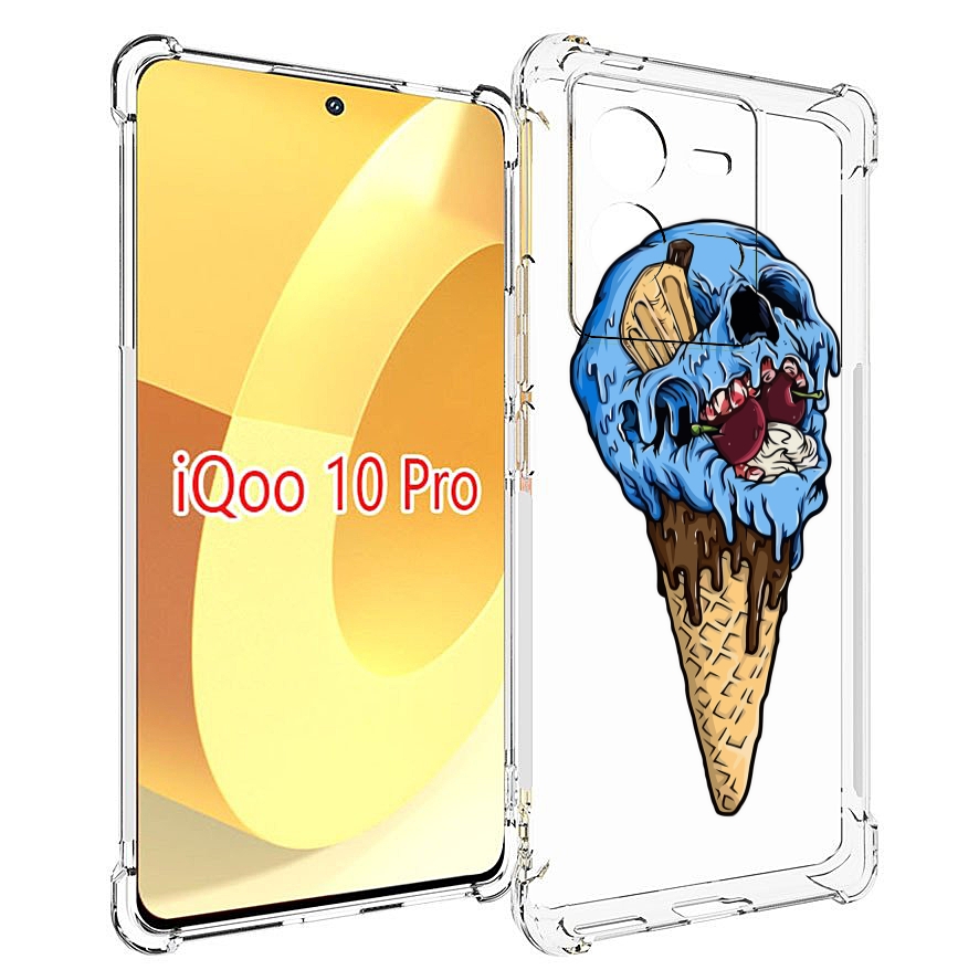 

Чехол MyPads мороженное череп для Vivo iQOO 10 Pro, Прозрачный, Tocco