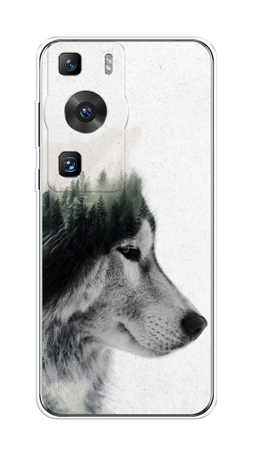 

Чехол на Huawei P60/P60 Pro "Волк лес", Серый;белый, 6121050-1
