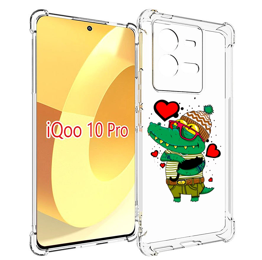 Чехол MyPads Влюбленный крокодил для Vivo iQOO 10 Pro