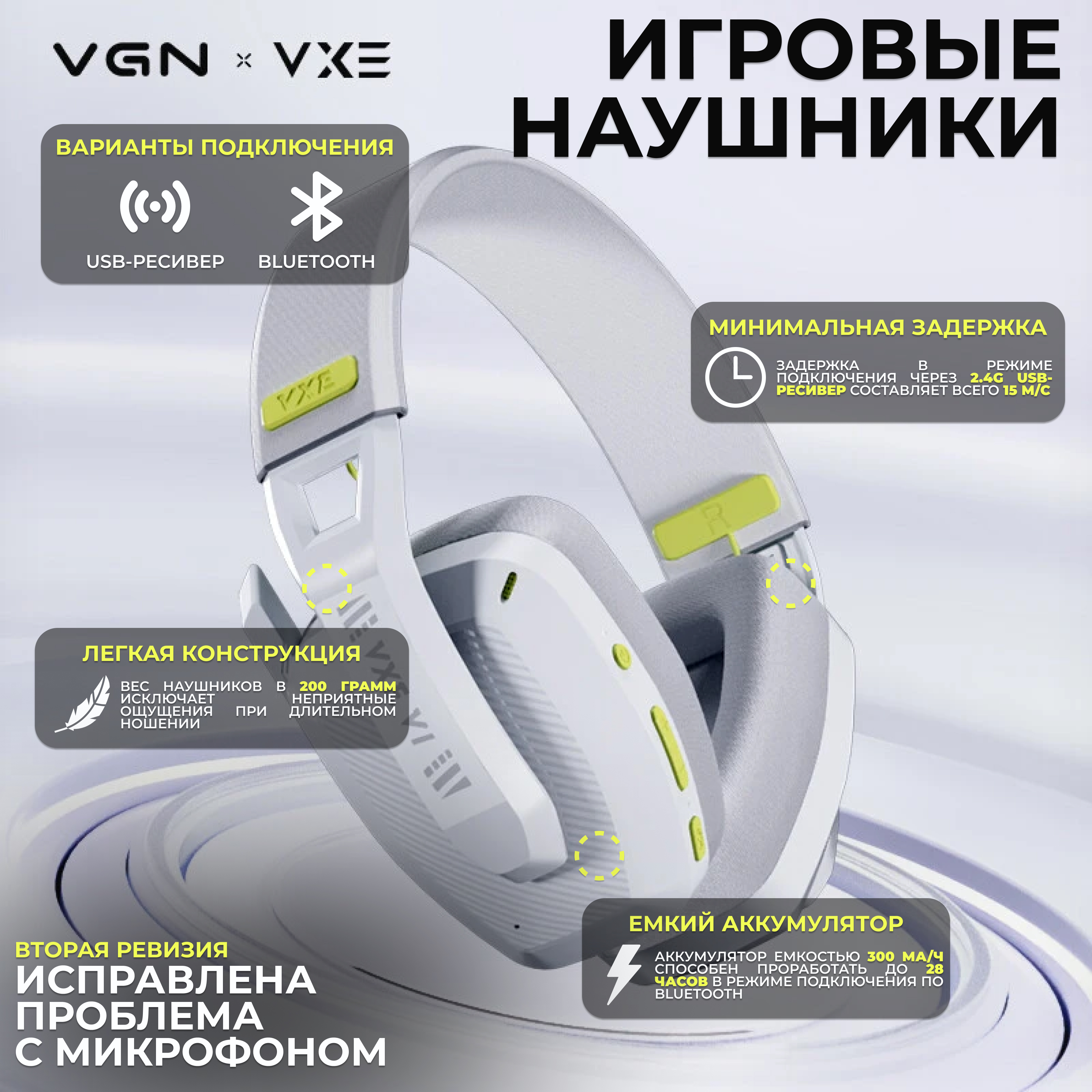 

Наушники VGN V1 белый (V1-White), V1