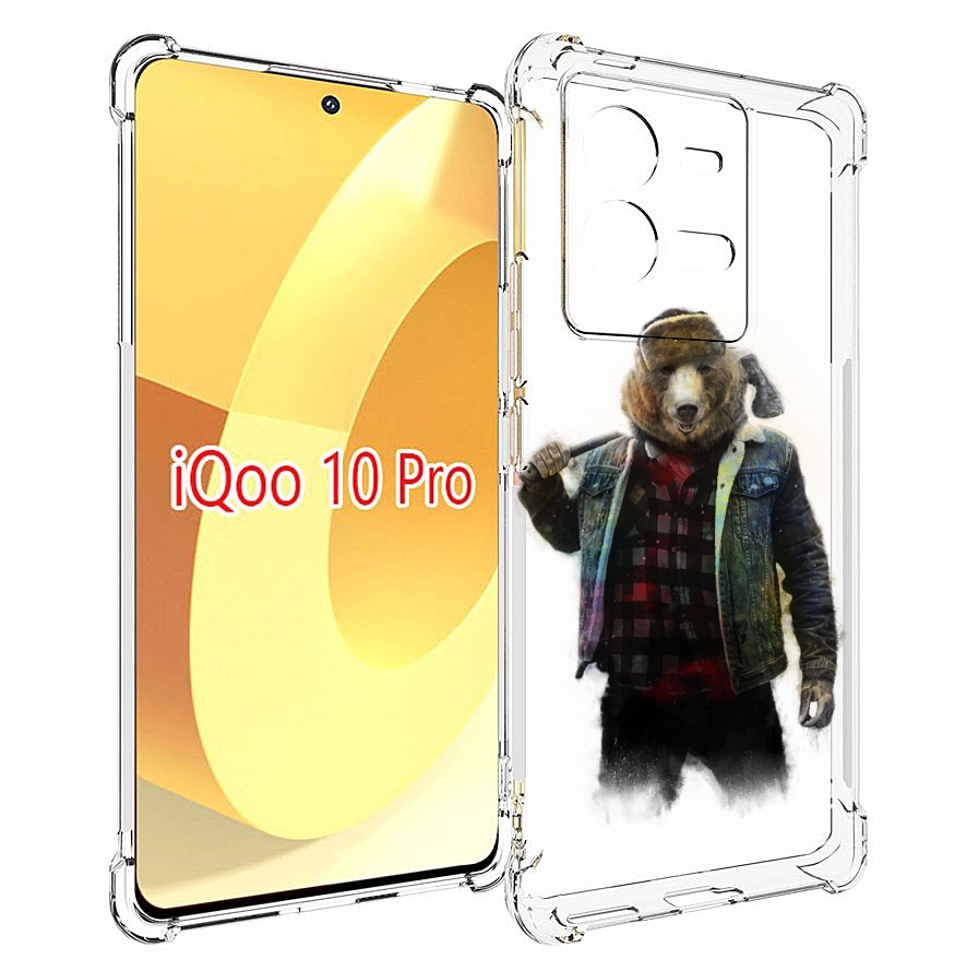

Чехол MyPads медведь с топором для Vivo iQOO 10 Pro, Прозрачный, Tocco