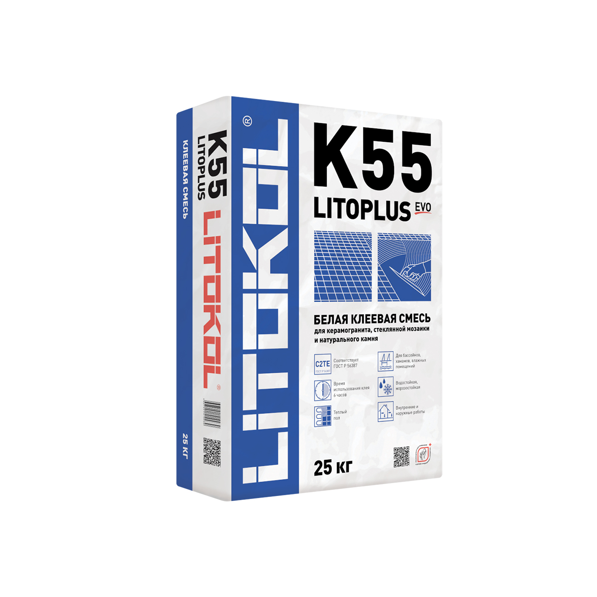 фото Клей для плитки для внутр. и наруж. работ "litoplus k55" 25 кг (1/54) litokol