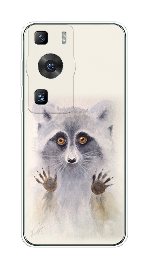 

Чехол на Huawei P60/P60 Pro "Енот за стеклом", Бежевый;серый, 6121050-1