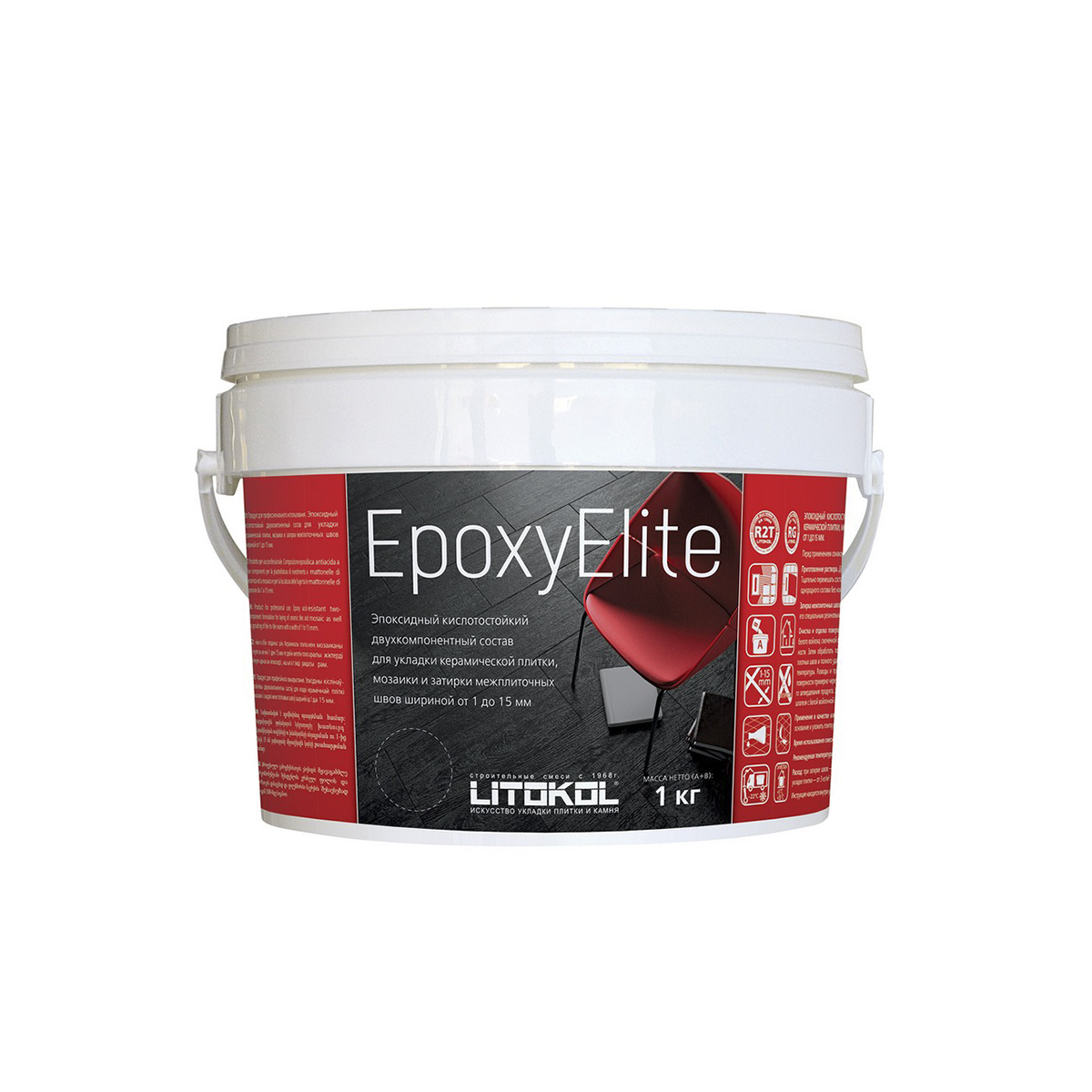 фото Затирка эпоксидная 2-х комп. "epoxyelite" e.03 жемчужно-серый, ведро 1 кг (1) litokol