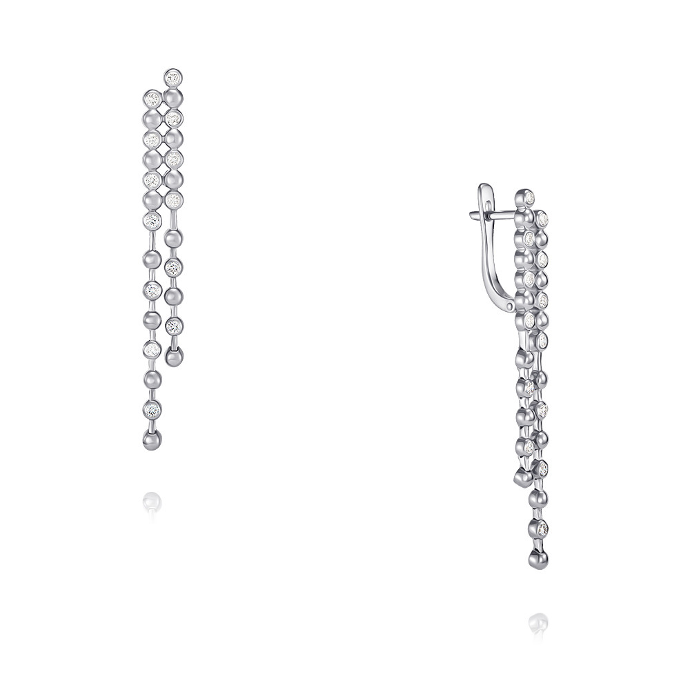 

Серьги подвески из белого золота с бриллиантом ADAMAS 24039801/01-А51Д-41, 24039801/01-А51Д-41