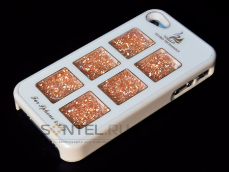

Задняя накладка с алмазами для iPhone 4/4S белая, Белый