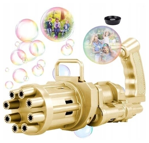 

Детская пузырь машина Миниган пулемет Гатлинга с вентилятором, золотая GK0012C, Автопушка с вентилятором на батарейках