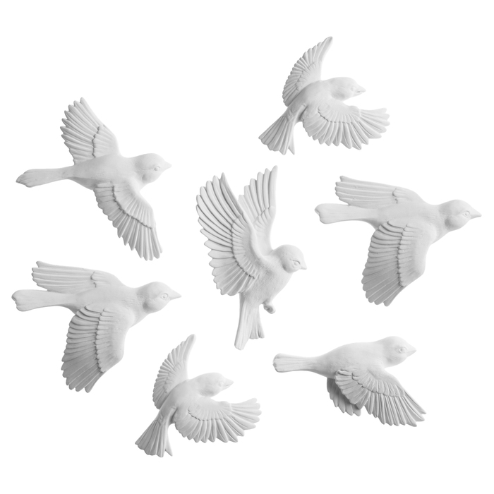 

Декор настенный, панно Птицы 7 шт, белые