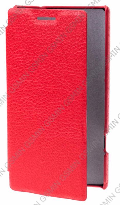 Кожаный чехол для Huawei Ascend W1 Art Case Book (Красный)