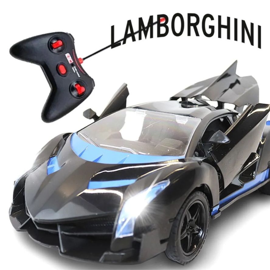 

Машинка на пульте управления 24hmarket Lamborghini Ламборгини масштаб 1:18 черная с синим