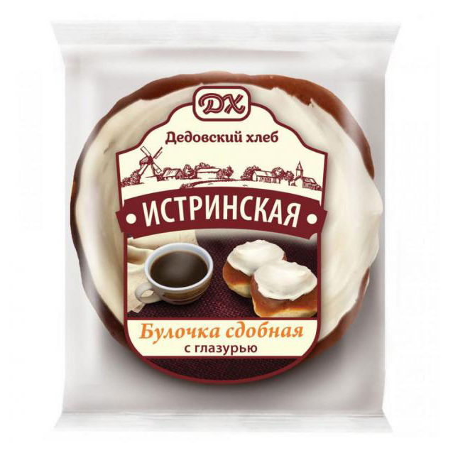 Булочка Дедовский хлеб сдобная с глазурью 100 г