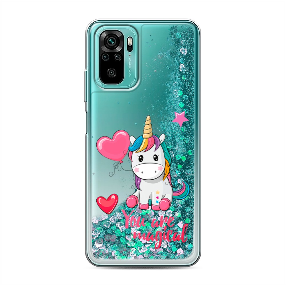 

Жидкий чехол с блестками "Волшебная единорожка" на Xiaomi Redmi Note 10