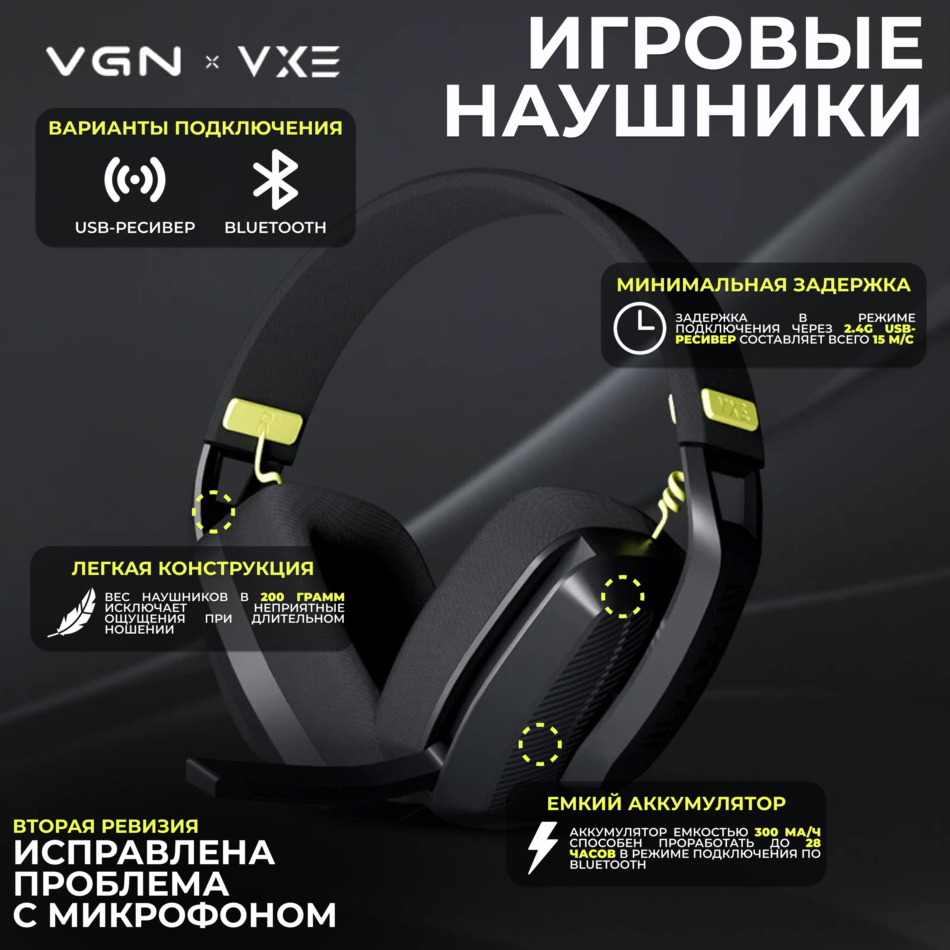 

Наушники VGN V1 черный (V1-Black), V1