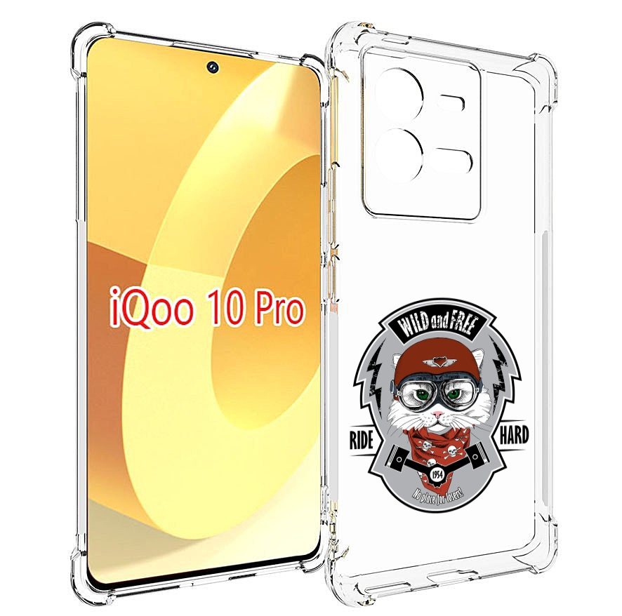Чехол MyPads кошка в шлеме для Vivo iQOO 10 Pro