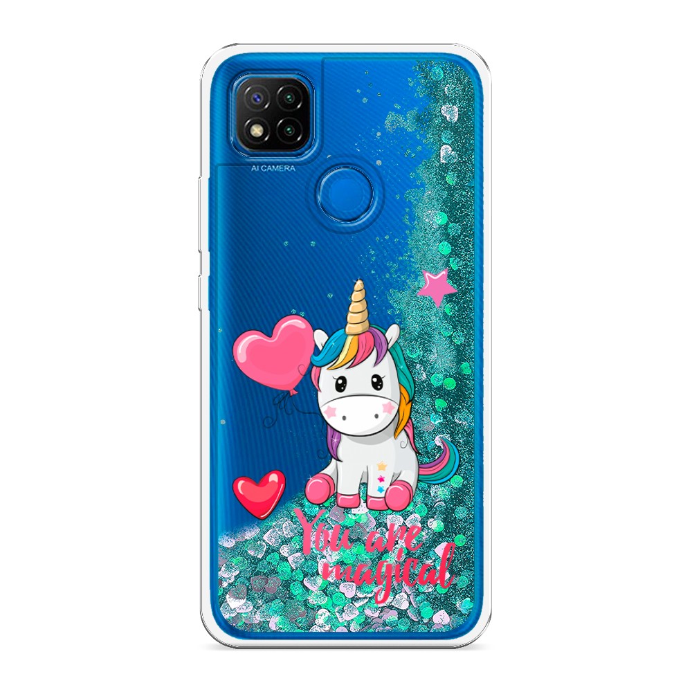 

Жидкий чехол с блестками "Волшебная единорожка" на Xiaomi Redmi 9C