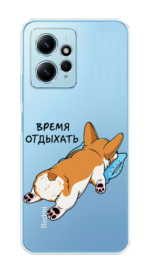 

Чехол на Xiaomi Redmi Note 12 4G "Корги отдыхает", Черный;коричневый;голубой, 318350-1