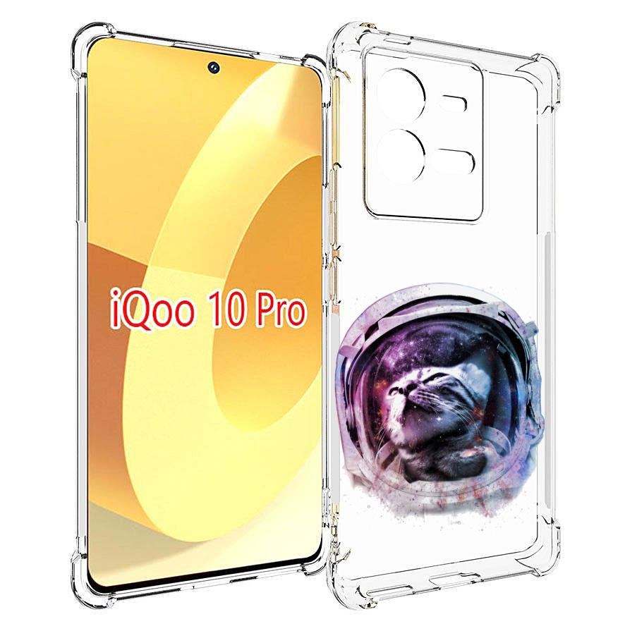 

Чехол MyPads кот в шлеме для Vivo iQOO 10 Pro, Прозрачный, Tocco