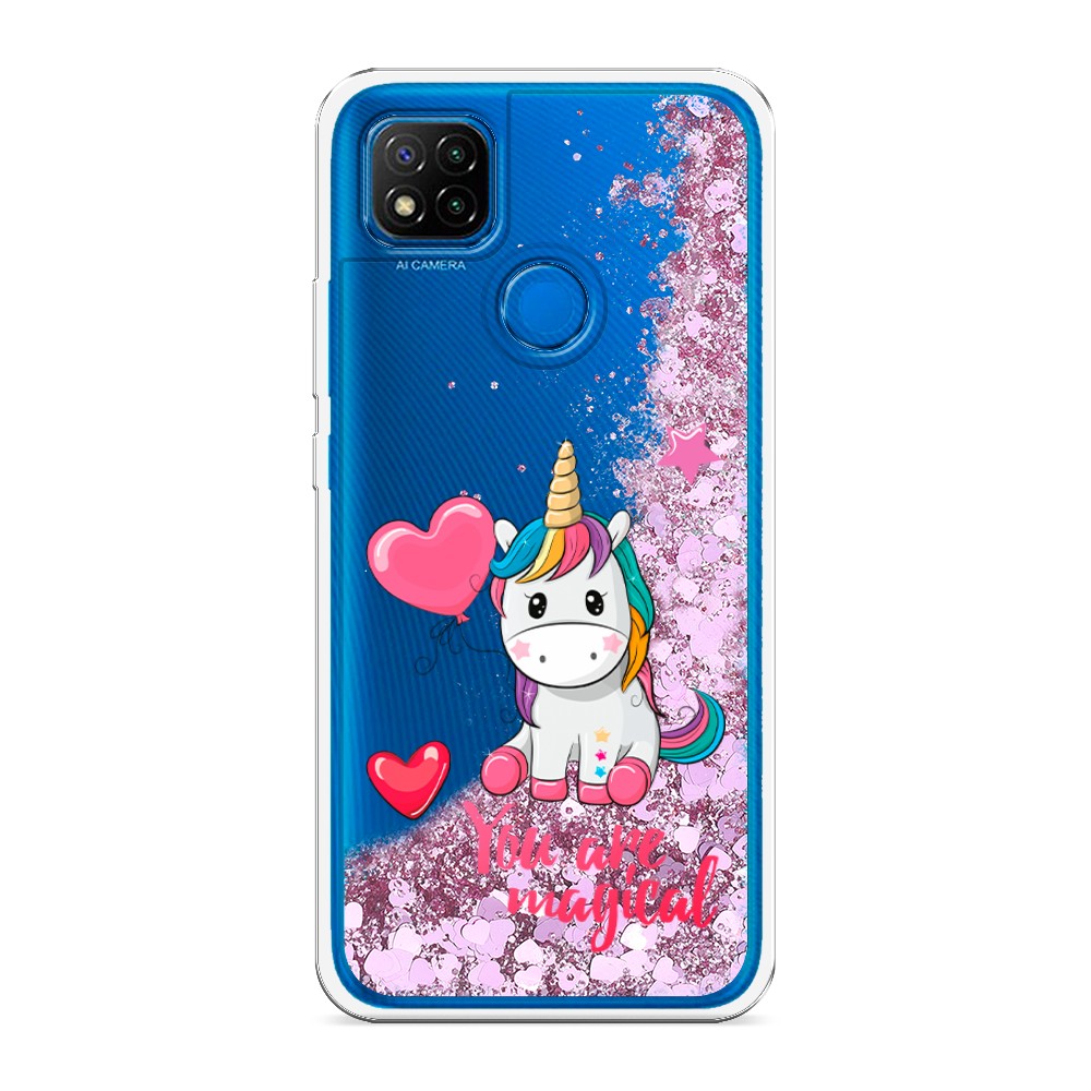 

Жидкий чехол с блестками "Волшебная единорожка" на Xiaomi Redmi 9C