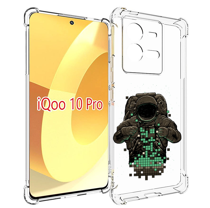 

Чехол MyPads космонавт с пикселями для Vivo iQOO 10 Pro, Прозрачный, Tocco