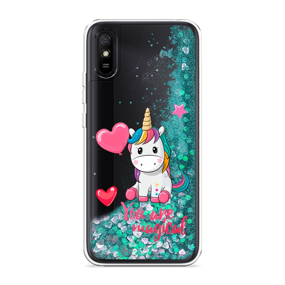 

Жидкий чехол с блестками "Волшебная единорожка" на Xiaomi Redmi 9A